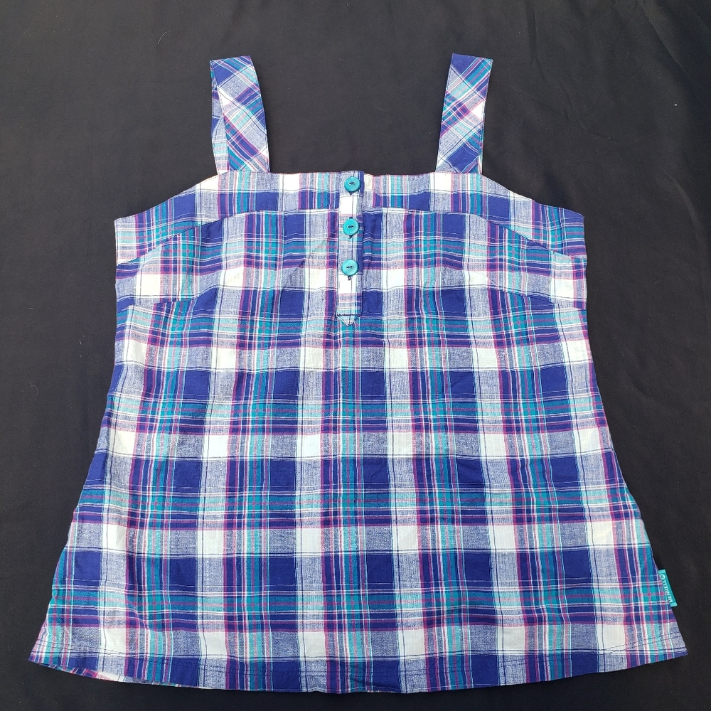 Merrell Purple Teal Plaid Tank Top Size Large